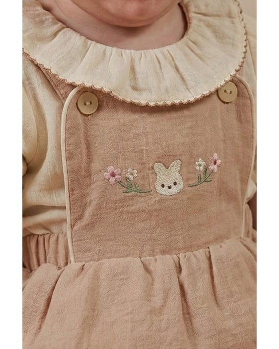 Kız Bebek Nakış Detaylı İkili Salopet Elbise (6-9 / 18-24 Ay)