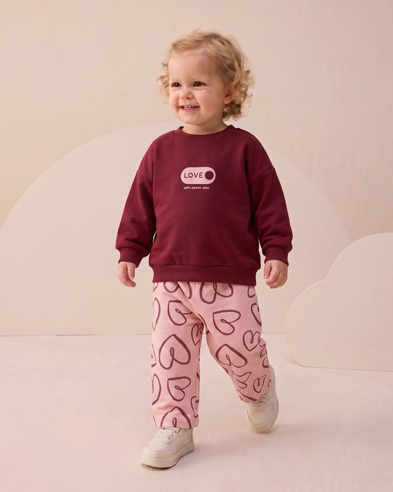 Kız Bebek Alt Üst Takım Kalp Baskılı Love Detaylı (9-24 Ay)