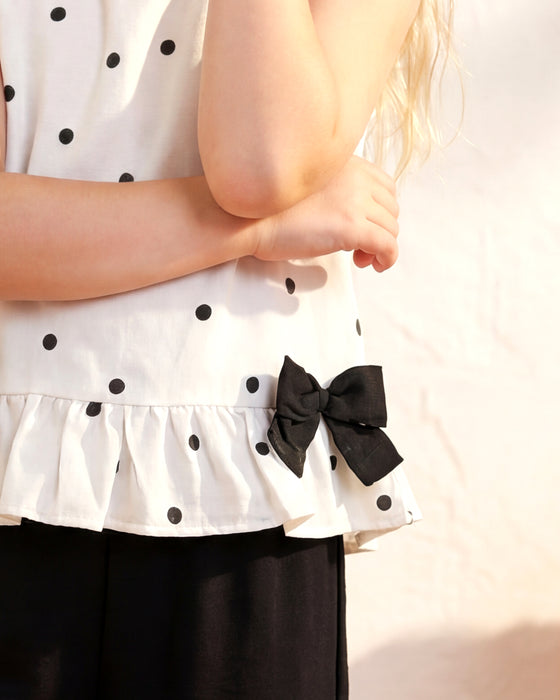 Kız Çocuk Puantiyeli Fiyonk Detaylı Takım (3-4 / 9-10 Yaş)