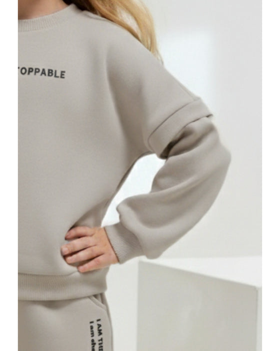 Unstoppable Kız Çocuk Geniş Paça Oversize Eşofman Takımı (9-13 Yaş)