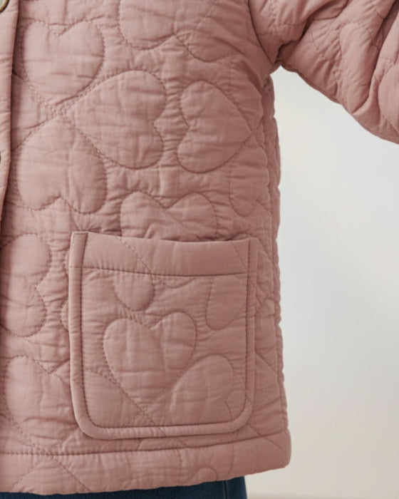 Desenli Cepli Düğmeli Kapitone Kız Çocuk Ceket (3-4 / 7-8)