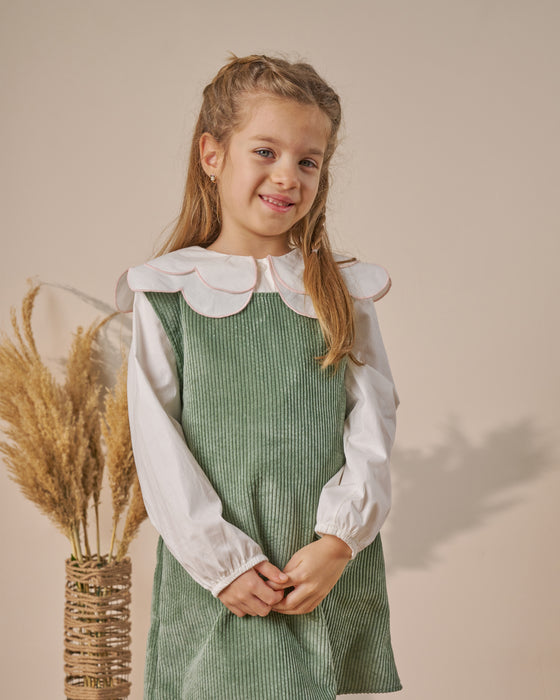 Kız Çocuk Gömlekli Yaka Detaylı Elbise (4-7 Yaş)