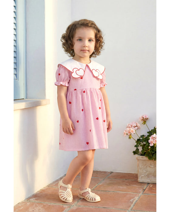 Kız Çocuk Kalp Detaylı Elbise (2-3 / 6-7 Yaş)
