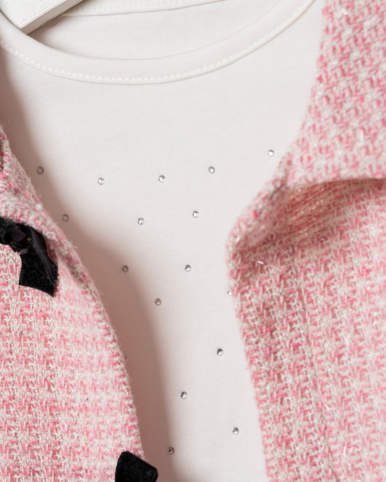 Kız Çocuk Fiyonk Detaylı Etekli Bayramlık 3'lü Takım (4-8 Yaş)