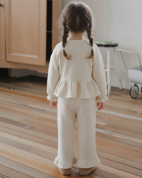 Kız Çocuk  Cepli Fiyonk Detaylı Alt Üst Takım (3-4 / 9-10)