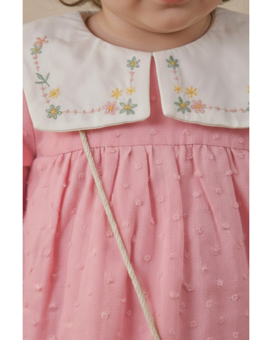 Kız Bebek Nakışlı Bebe Yaka Müslin Çantalı Elbise (6/9 Ay - 3/4Yaş)