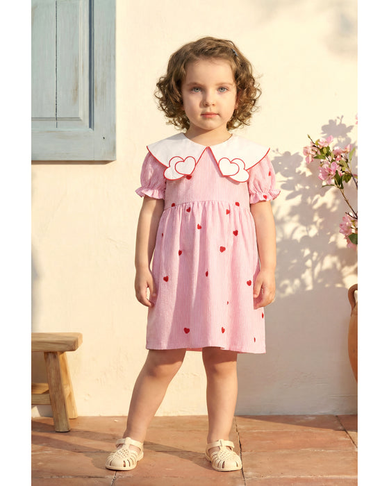 Kız Çocuk Kalp Detaylı Elbise (2-3 / 6-7 Yaş)
