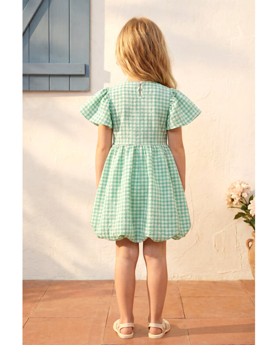 Kız Çocuk Tokalı Ekose Elbise (3-4 / 7-8 Yaş)