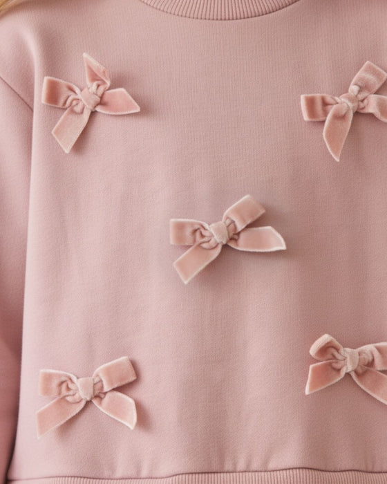 Kadife Fiyonk Detaylı Tüllü Kız Çocuk Elbise (3-4 / 6-7)