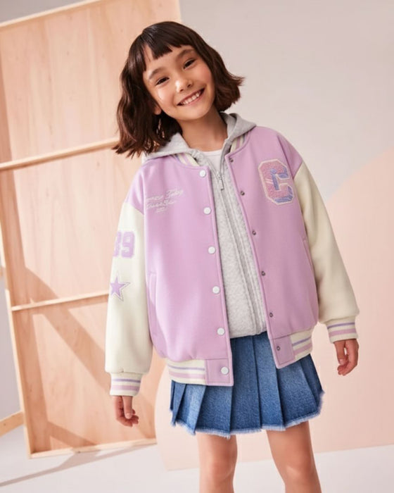 C Süzene Nakışlı Kız Çocuk Kolej Ceket (8-12 Yaş)