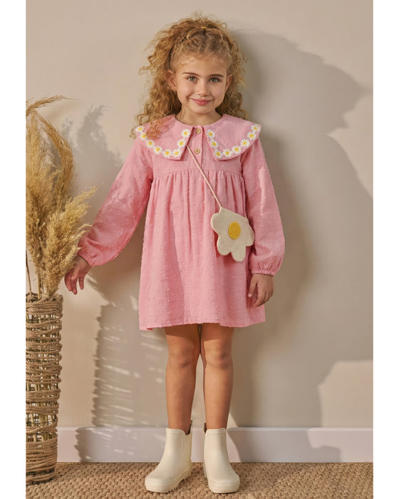 Kız Çocuk Müslin Bayramlık Çantalı Elbise (1-4 Yaş)