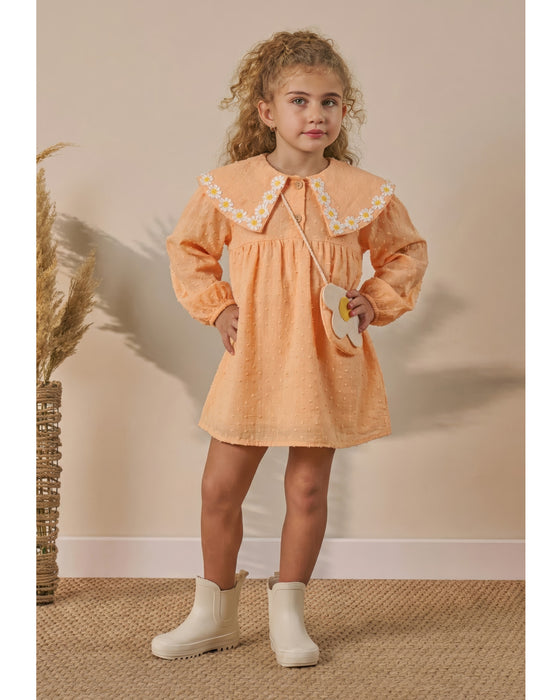 Kız Çocuk Müslin Bayramlık Çantalı Elbise (1-4 Yaş)