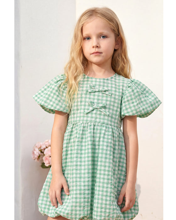 Kız Çocuk Tokalı Ekose Elbise (3-4 / 7-8 Yaş)
