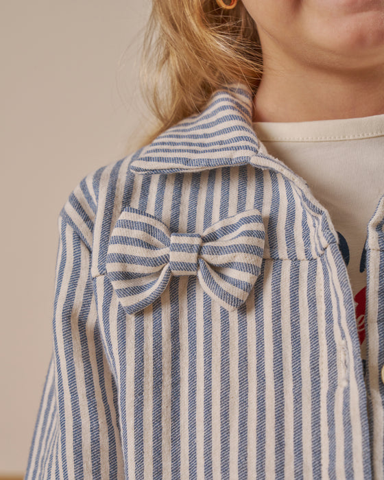 Fiyonk Detaylı Çizgili Ceketli Bayramlık Kız Çocuk Alt Üst Takım(4-7 Yaş)