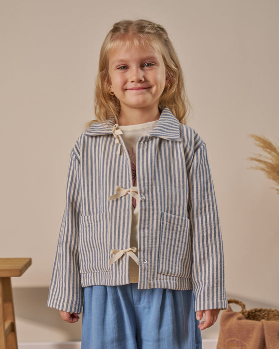 Fiyonk Detaylı Çizgili 3'lü Bayramlık Kız Çocuk Alt Üst Takım (4-7 Yaş)