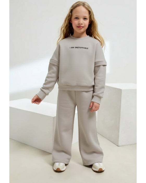Unstoppable Kız Çocuk Geniş Paça Oversize Eşofman Takımı (9-13 Yaş)