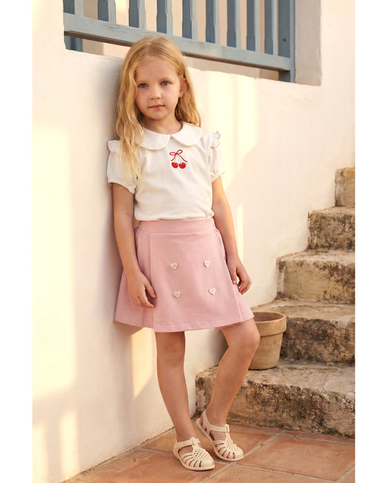 Kız Çocuk Baskı Detaylı Bebe Yaka Etekli Takım (2-5 Yaş)