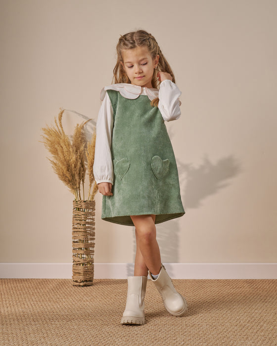 Kız Çocuk Gömlekli Yaka Detaylı Elbise (4-7 Yaş)