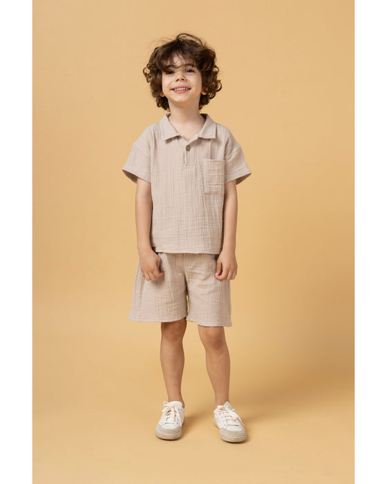 Erkek Çocuk Müslin Gömlekli Şortlu Alt Üst Takım (2-3/6-7 Yaş)