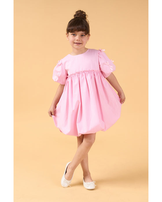 Kız Çocuk Fiyonklu Balon Elbise (3-4/7-8 Yaş)