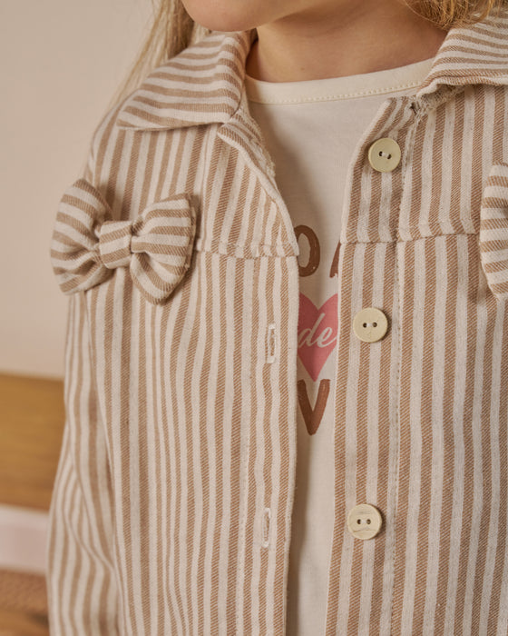 Fiyonk Detaylı Çizgili Ceketli Bayramlık Kız Çocuk Alt Üst Takım(4-7 Yaş)