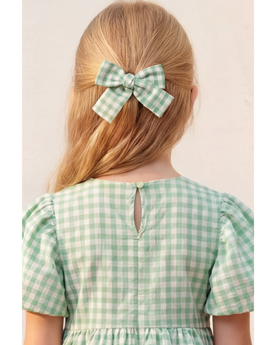 Kız Çocuk Tokalı Ekose Elbise (3-4 / 7-8 Yaş)