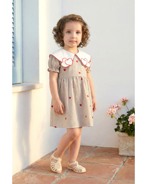 Kız Çocuk Kalp Detaylı Elbise (2-3 / 6-7 Yaş)