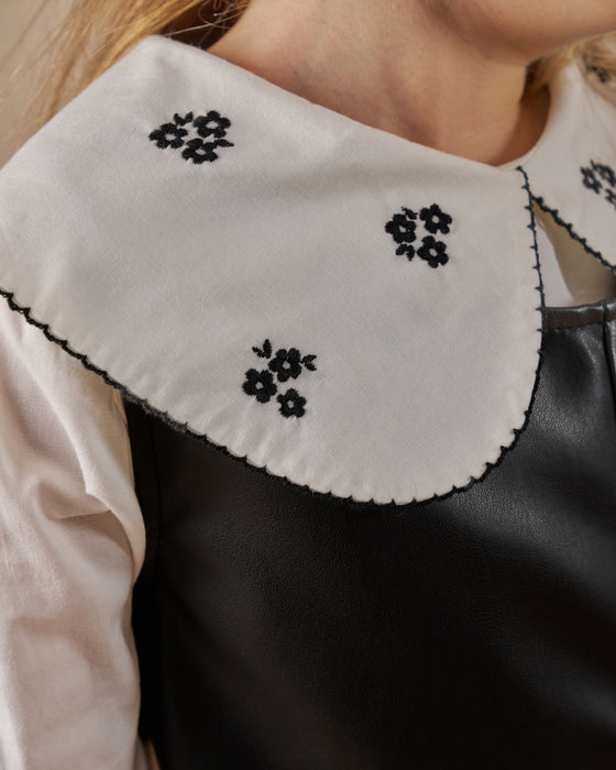 Kız Çocuk Deri Görünümlü Gömlekli Elbise (3-6 Yaş)