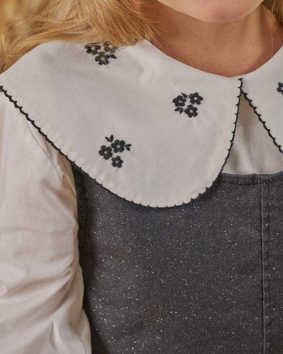 Kız Çocuk Gömlekli Simli Bayramlık Elbise  (3-6 Yaş)