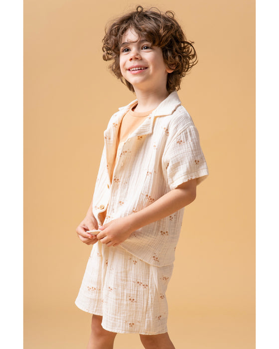 Erkek Çocuk Palmiye Desenli Şortlu 3'lü Alt Üst Takım (18-24 Ay/4-5 Yaş)