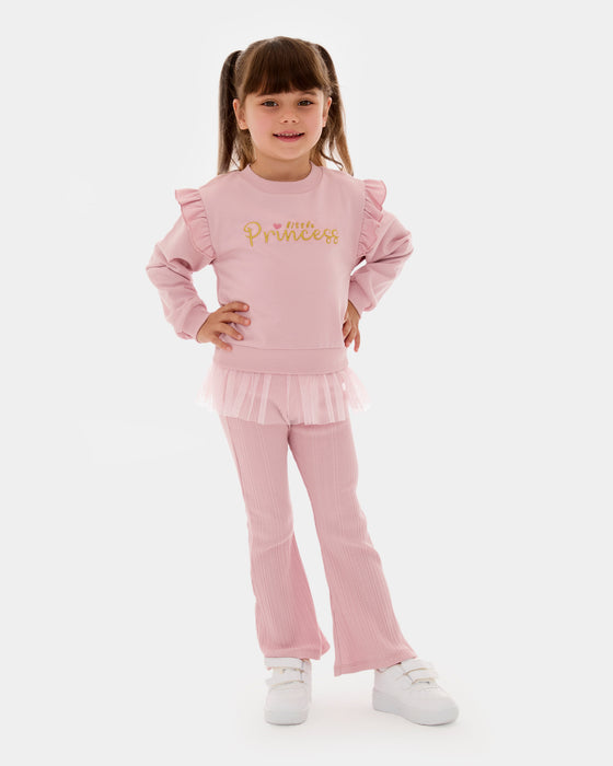 Princess Tüllü Sweatshirt Kız Çocuk Alt Üst İkili Takım (1-4 Yaş)