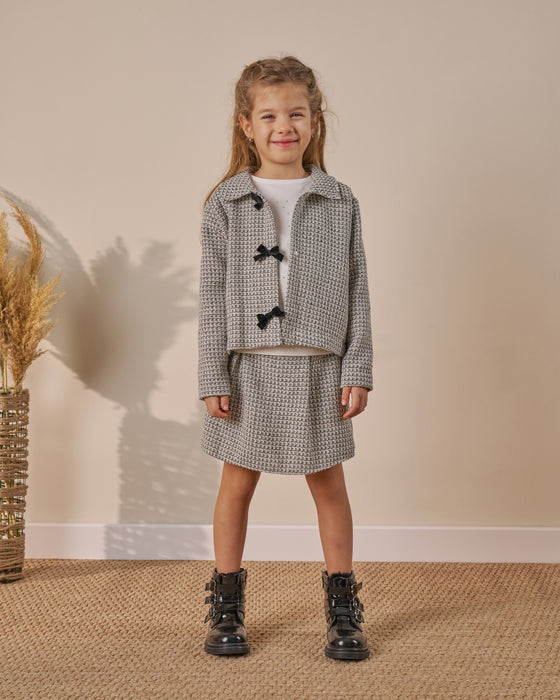 Kız Çocuk Fiyonk Detaylı Etekli Bayramlık 3'lü Takım (4-8 Yaş)