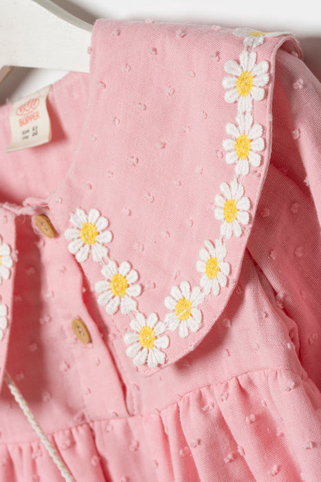 Kız Çocuk Müslin Bayramlık Çantalı Elbise (1-4 Yaş)