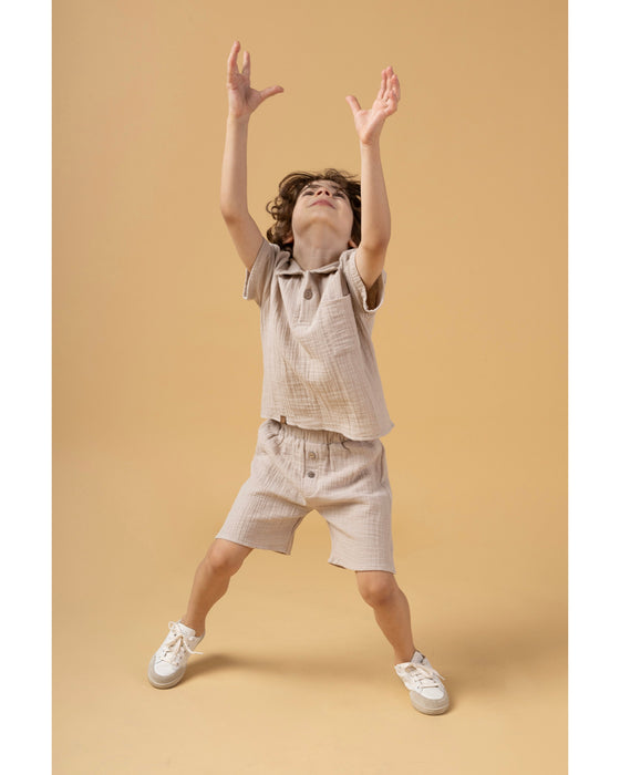 Erkek Çocuk Müslin Gömlekli Şortlu Alt Üst Takım (2-3/6-7 Yaş)