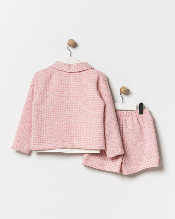 Kız Çocuk Fiyonk Detaylı Etekli Bayramlık 3'lü Takım (4-8 Yaş)