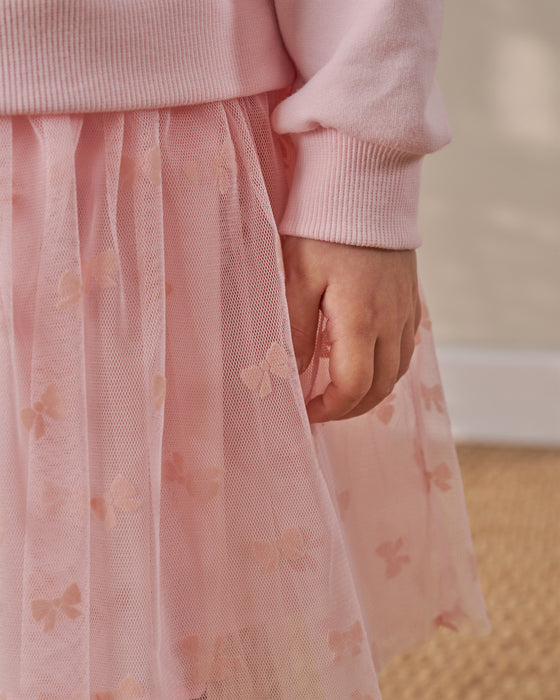 Kız Çocuk Fiyonk Baskılı Elbise (4-7 Yaş)