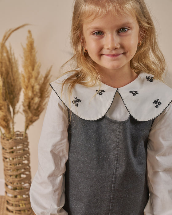 Kız Çocuk Gömlekli Simli Bayramlık Elbise  (3-6 Yaş)