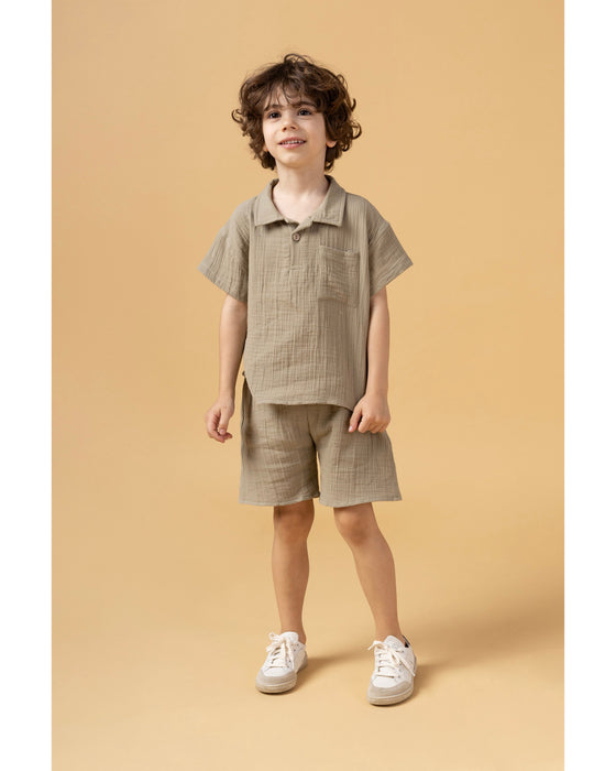 Erkek Çocuk Müslin Gömlekli Şortlu Alt Üst Takım (2-3/6-7 Yaş)