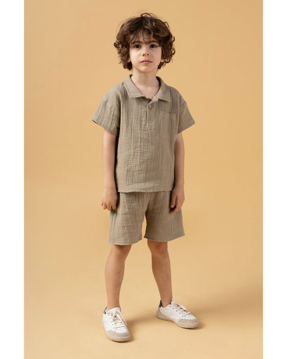 Erkek Çocuk Müslin Gömlekli Şortlu Alt Üst Takım (2-3/6-7 Yaş)