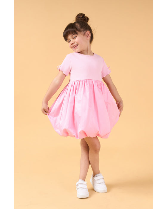 Kız Çocuk Fiyonk Detaylı Balon Elbise (3-4/7-8 Yaş)