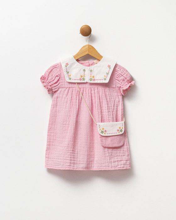 Kız Bebek Bebe Yakalı Çantalı Elbise (9 Ay- 3 Yaş)