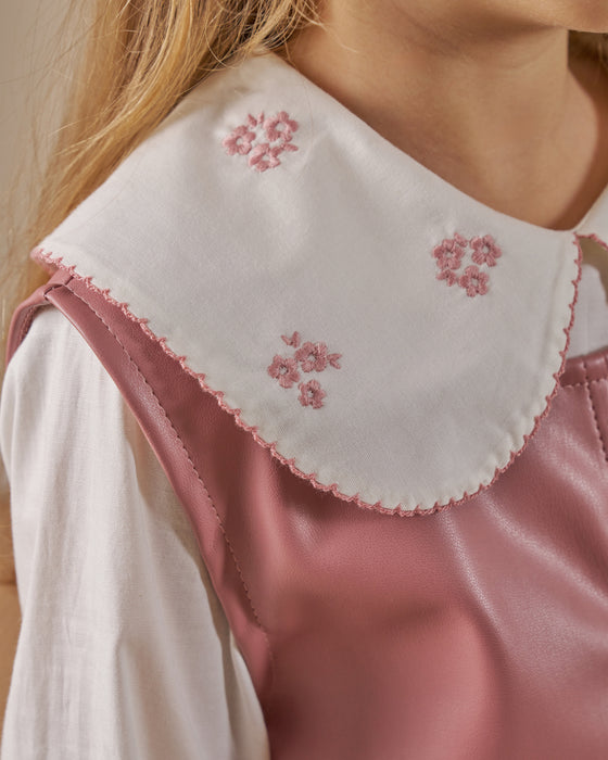 Kız Çocuk Deri Görünümlü Gömlekli Elbise (3-6 Yaş)