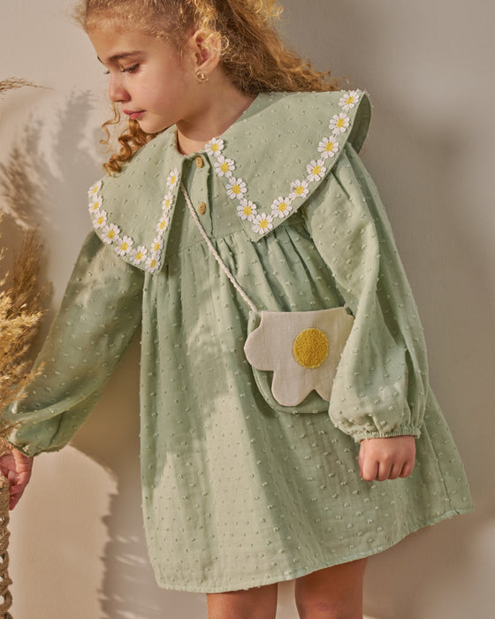 Kız Çocuk Müslin Bayramlık Çantalı Elbise (1-4 Yaş)