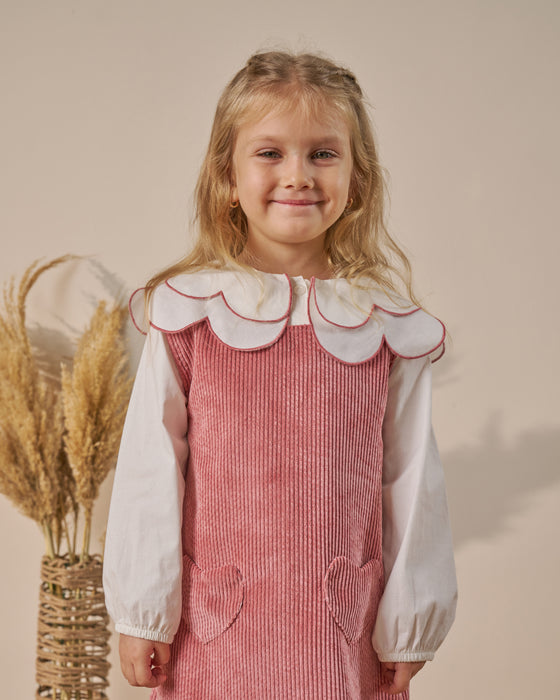 Kız Çocuk Gömlekli Yaka Detaylı Elbise (4-7 Yaş)