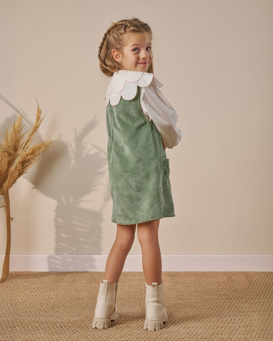 Kız Çocuk Gömlekli Yaka Detaylı Elbise (4-7 Yaş)